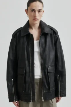 Auras Leather Jacket, black Ulkotakit Ja -Liivit|Uutuudet