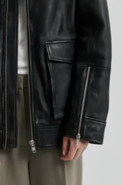 Auras Leather Jacket, black Ulkotakit Ja -Liivit|Uutuudet