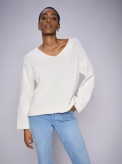 Best Bine puuvillaneule v-kaula-aukolla, ecru Neuleet Ja Neuletakit|Uutuudet