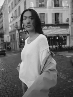 Best Bine puuvillaneule v-kaula-aukolla, ecru Neuleet Ja Neuletakit|Uutuudet