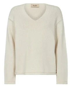 Best Bine puuvillaneule v-kaula-aukolla, ecru Neuleet Ja Neuletakit|Uutuudet