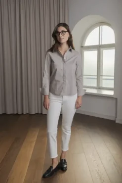 Best Camilla puuvillakauluspaita, greige Paidat Ja Topit|Uutuudet