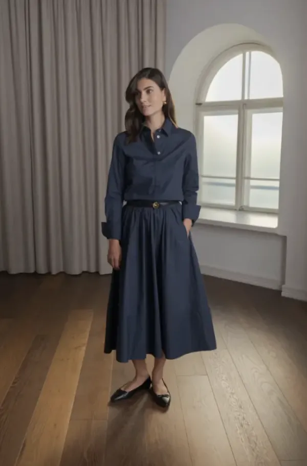 Online Camilla puuvillakauluspaita, dark navy Paidat Ja Topit|Uutuudet