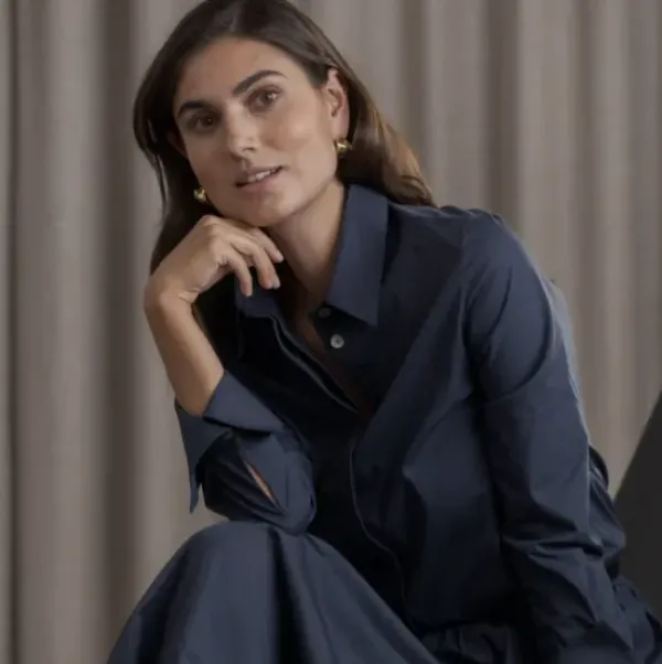 Online Camilla puuvillakauluspaita, dark navy Paidat Ja Topit|Uutuudet