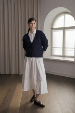 Sale Claressa puuvillahame leveällä käänteellä, valkoinen Mekot Ja Hameet|Juhlavaatteet