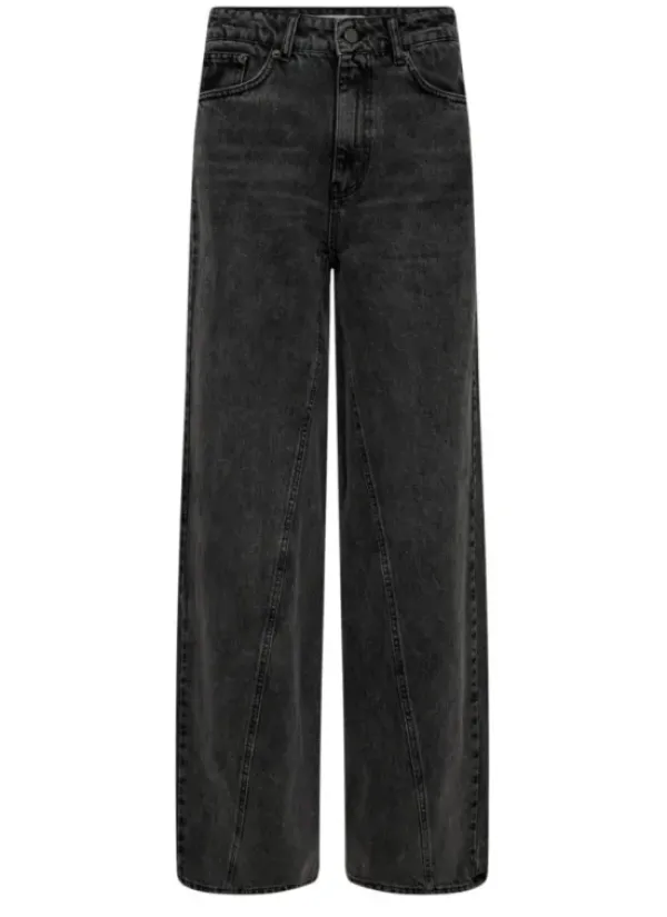 - VikaCC Long Wide Seam Jeans, black Farkut Ja Housut