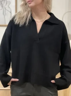 Discount Davida - Chunky Open Collar neule, black Neuleet Ja Neuletakit