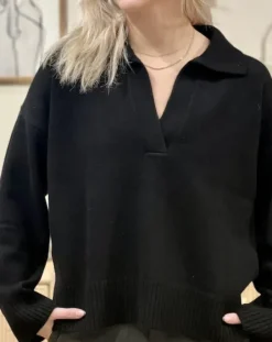 Discount Davida - Chunky Open Collar neule, black Neuleet Ja Neuletakit