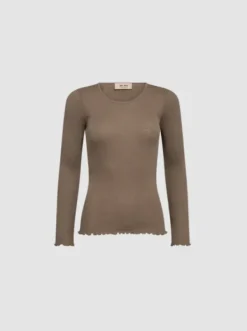 Hot Elaine pitkähihainen t-paita villaa, pine bark Uutuudet|Paidat Ja Topit