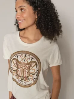 Online Fiona t-paita printillä, ecru Paidat Ja Topit|Uutuudet