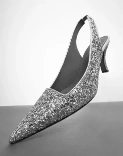 New - Franchesca Glitter Textile Silver Korkokengät Ja Ballerinat