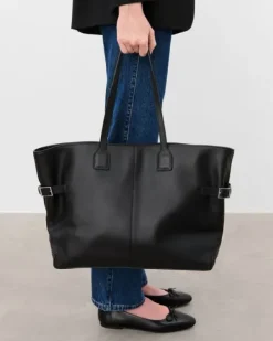 Sale - Lesley tote bag, leather black Laukut