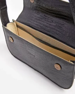 Discount - Lillie Shoulder Bag, Leather Black Lizzard Laukut