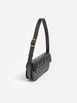 Discount - Lillie Shoulder Bag, Leather Black Lizzard Laukut