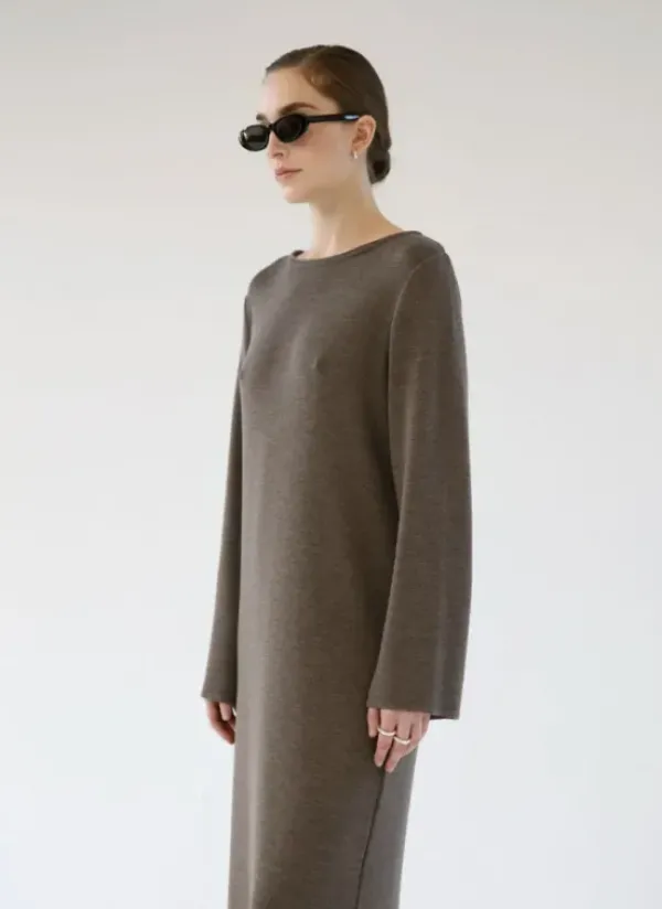 Clearance Gauhar - Merinovillainen neulemekko, coffee Mekot Ja Hameet|Neuleet Ja Neuletakit