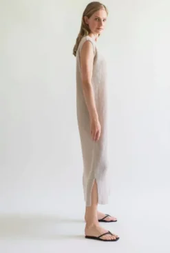 Discount Gauhar - pellavamekko v-kaula-aukolla, sand Mekot Ja Hameet|Juhlavaatteet