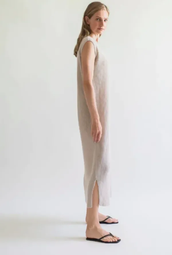 Discount Gauhar - pellavamekko v-kaula-aukolla, sand Mekot Ja Hameet|Juhlavaatteet