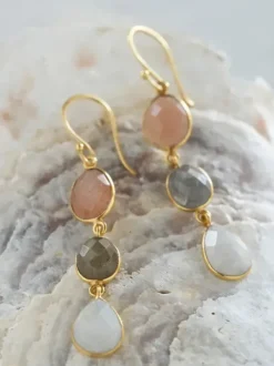 Outlet Granted Peach Moonstone Labradorite Moonstone GP korvakorut Korvakorut