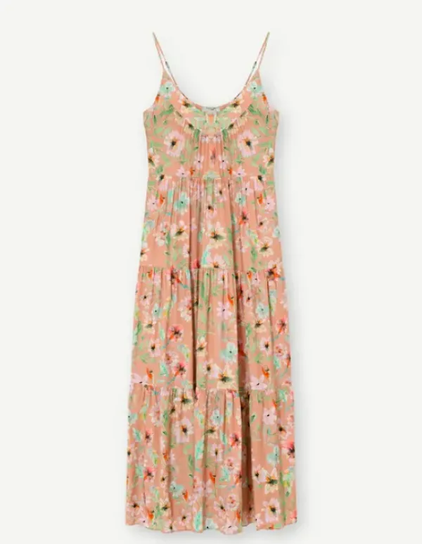 Clearance - Jolanta pitkä olkainmekko, cream print Mekot Ja Hameet|Juhlavaatteet