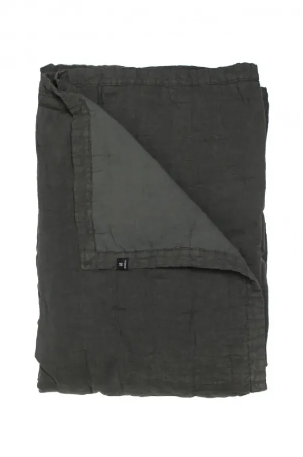 Clearance topattu pellavapäiväpeitto, tummanharmaa, kaksi kokoa Päiväpeitot