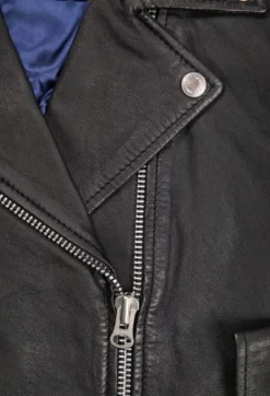 Clearance - Eva musta lyhyempi nahkatakki Ulkotakit Ja -Liivit