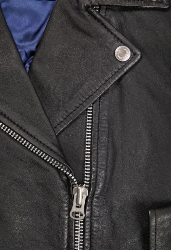 Clearance - Eva musta lyhyempi nahkatakki Ulkotakit Ja -Liivit