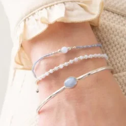 Iris rannekoru Blue Lace Agate, silver Rannekorut