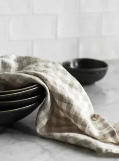 Outlet Keittiöpyyhe pellavaa, ruutu natural Keittiötekstiilit