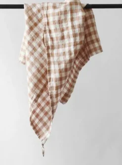Online Keittiöpyyhe pellavaa, ruutu biscuit Keittiötekstiilit
