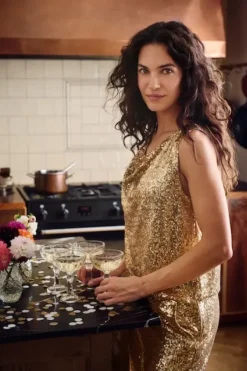 Malikka toppi, gold Paidat Ja Topit|Juhlavaatteet