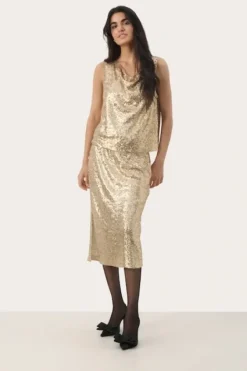 Malikka toppi, gold Paidat Ja Topit|Juhlavaatteet