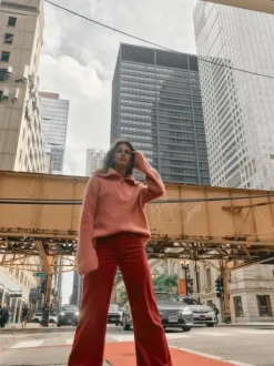 Online - Dara Corduroy Pant long, garnet Farkut Ja Housut