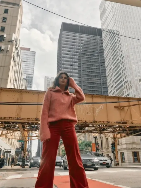 Online - Dara Corduroy Pant long, garnet Farkut Ja Housut