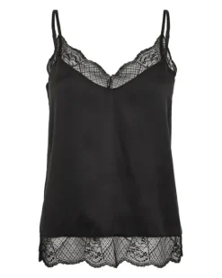 Clearance - Ditte Silk Lace Singlet, black Paidat Ja Topit