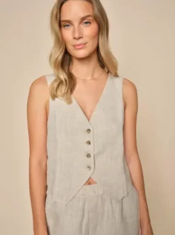 Sale - Melka Tili pellavaliivi, cement Paidat Ja Topit|Bleiserit Ja Liivit