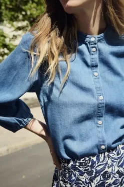 Clearance Nicolie paita, medium blue denim Paidat Ja Topit|Uutuudet