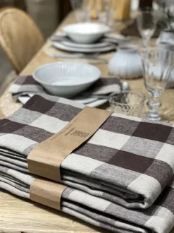 New - Johanna pöytäliina 150x300, brown/natural Keittiötekstiilit