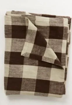 New - Johanna pöytäliina 150x300, brown/natural Keittiötekstiilit