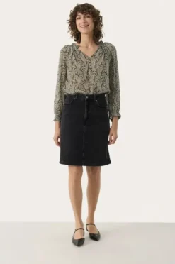 Discount - Leja farkkuhame, washed black denim Mekot Ja Hameet