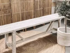 New – pitkä penkki PURE #661, off white Vanhat Puuhuonekalut