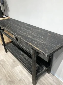 Sale - pitkä sivupöytä hyllyllä #723, black Vanhat Puuhuonekalut