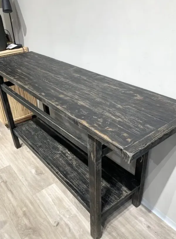 Sale - pitkä sivupöytä hyllyllä #723, black Vanhat Puuhuonekalut