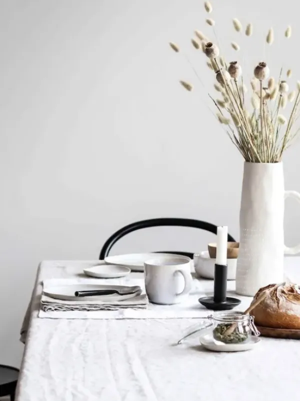 New - pellavapöytäliina 160x330, valkoinen Keittiötekstiilit