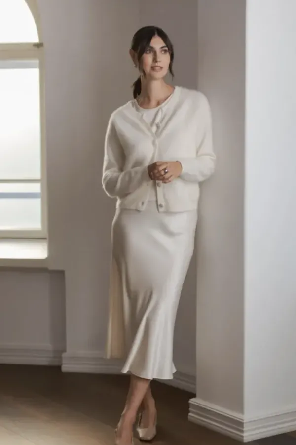 Sale Tianna midi satiinihame, cream Mekot Ja Hameet|Juhlavaatteet