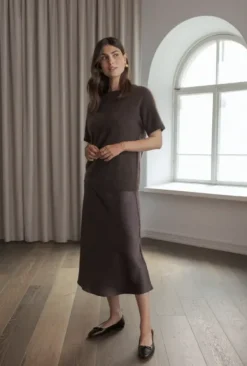 Best Tianna midi satiinihame, dark chocolate Mekot Ja Hameet|Juhlavaatteet