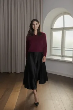 Sale Tina leveähelmainen satiinihame, black Mekot Ja Hameet|Juhlavaatteet