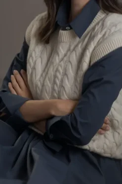 Clearance Vivian palmikkoneuleliivi, cream Neuleet Ja Neuletakit|Uutuudet