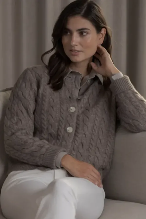 Hot Vivianna palmikkoneuletakki, nougat Neuleet Ja Neuletakit|Uutuudet