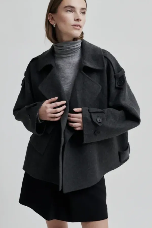 Discount Walance lyhyt villakangastakki, dark grey melange Ulkotakit Ja -Liivit|Uutuudet