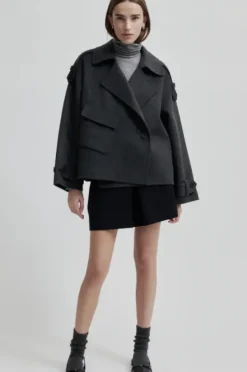 Discount Walance lyhyt villakangastakki, dark grey melange Ulkotakit Ja -Liivit|Uutuudet